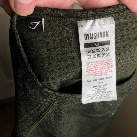 Gymshark Women's Cropped Long Sleeve Thumbhole Athletic Top Green ~ Size XS - Picture 7 of 7